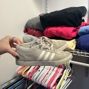 Adidas cream sneakers.